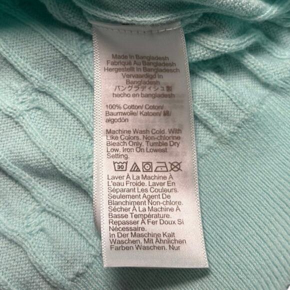 J. Crew 100% Cotton Turquoise Cardigan Size Large - Picture 4 of 5